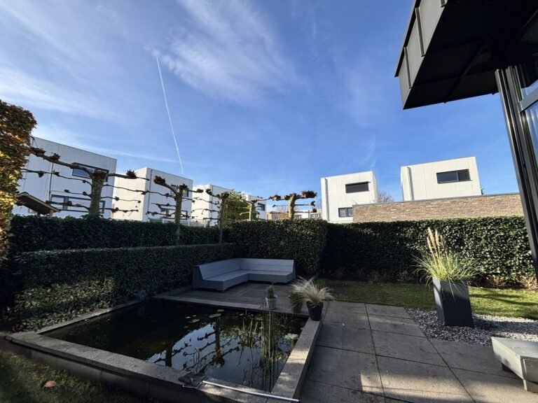 Moderne tuin met vijver, siergrassen en lounge door Excellent Tuin Onderhoud